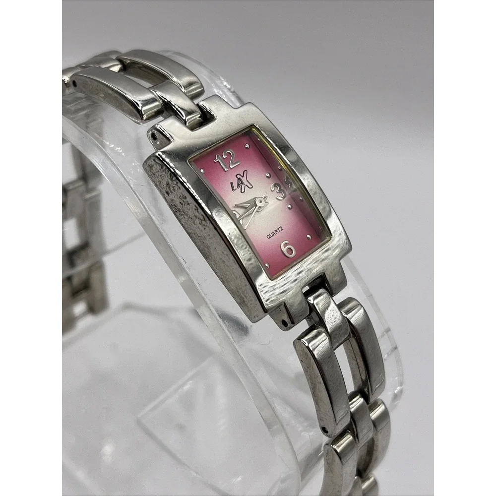 LAX Women's Silver Tone Quartz Watch Pink Dial- New Battery‎